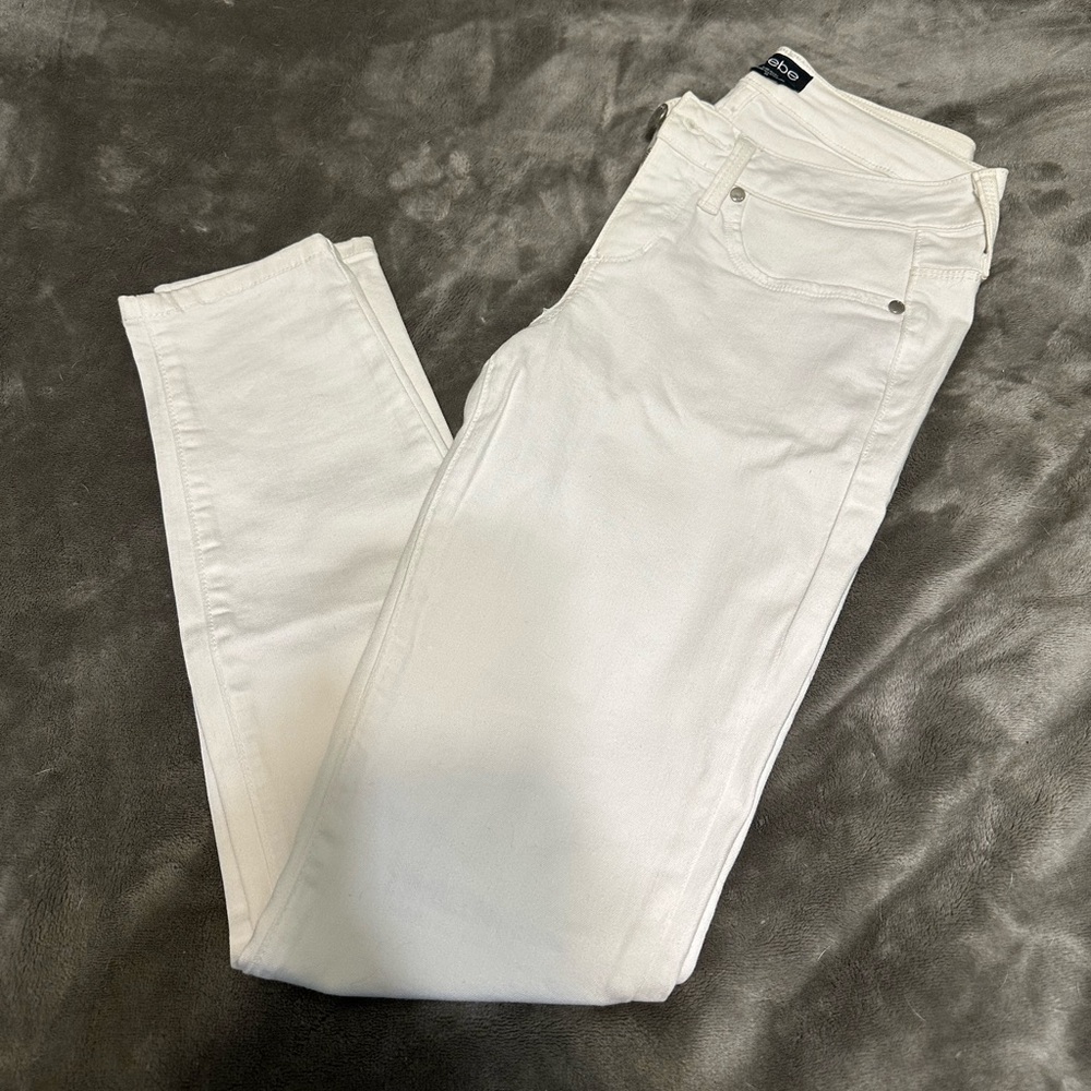 Bebe White Revolver Skinny Jeans